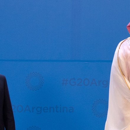 Mohammed bin Salman (r), Saudi Crown Prince and Vladimir Putin, President of Russia, at the G20 summit in Buenos Aires, 2018.
